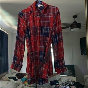 Maternity Long Plaid Shirt